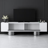 TV Meubels - TV Meubel Wit Bohem 180x50x30 - Zilver Frame - Dimehouse