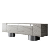 TV Meubels - TV Meubel Travertin Bohem 180x50x30 - Zilver Frame - Dimehouse
