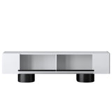TV Meubels - TV Meubel Wit Bohem 180x50x30 - Zwart Frame - Dimehouse