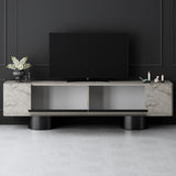 TV Meubels - TV Meubel Travertin Bohem 180x50x30 - Zwart Frame - Dimehouse