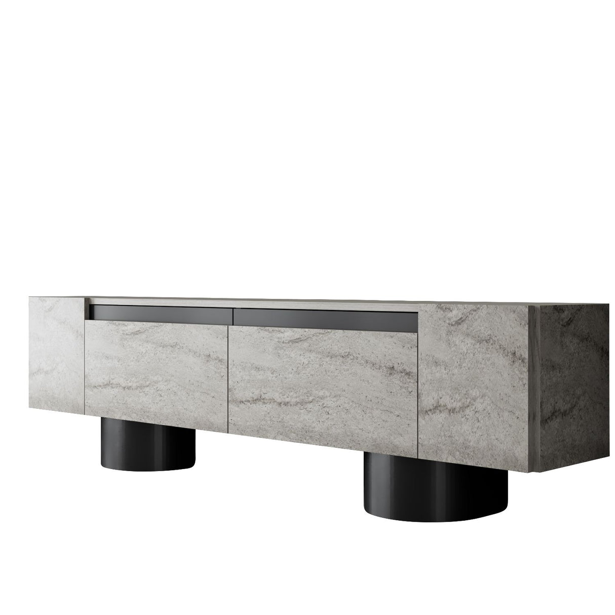 TV Meubels - TV Meubel Travertin Bohem 180x50x30 - Zwart Frame - Dimehouse