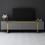 TV Meubels - TV Meubel Antraciet Yildiz 180x50x30 - Gouden Frame - Dimehouse