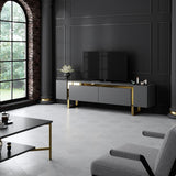TV Meubels - TV Meubel Antraciet Yildiz 180x50x30 - Gouden Frame - Dimehouse