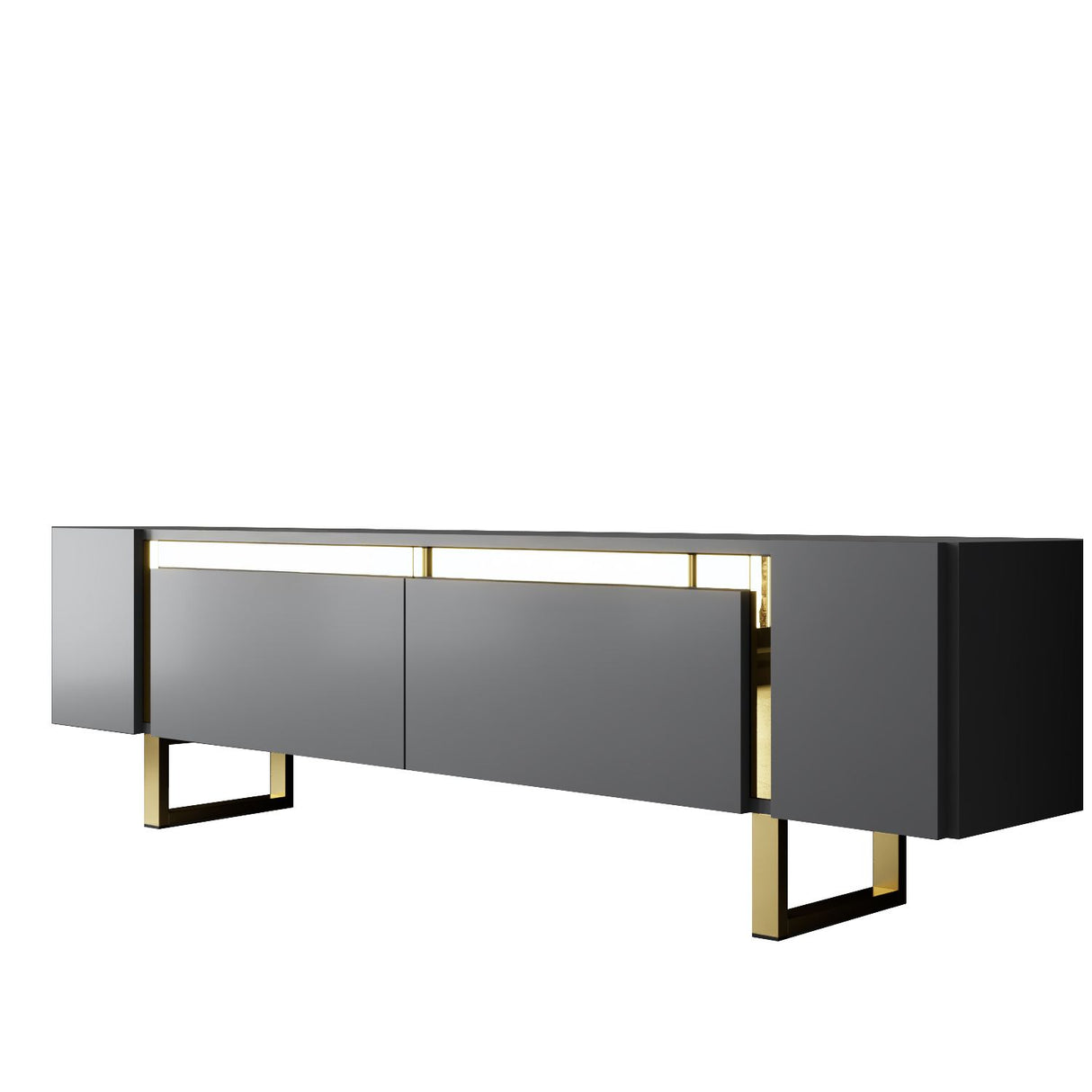 TV Meubels - TV Meubel Antraciet Yildiz 180x50x30 - Gouden Frame - Dimehouse