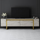 TV Meubels - TV Meubel Travertin Yildiz 180x50x30 - Gouden Frame - Dimehouse