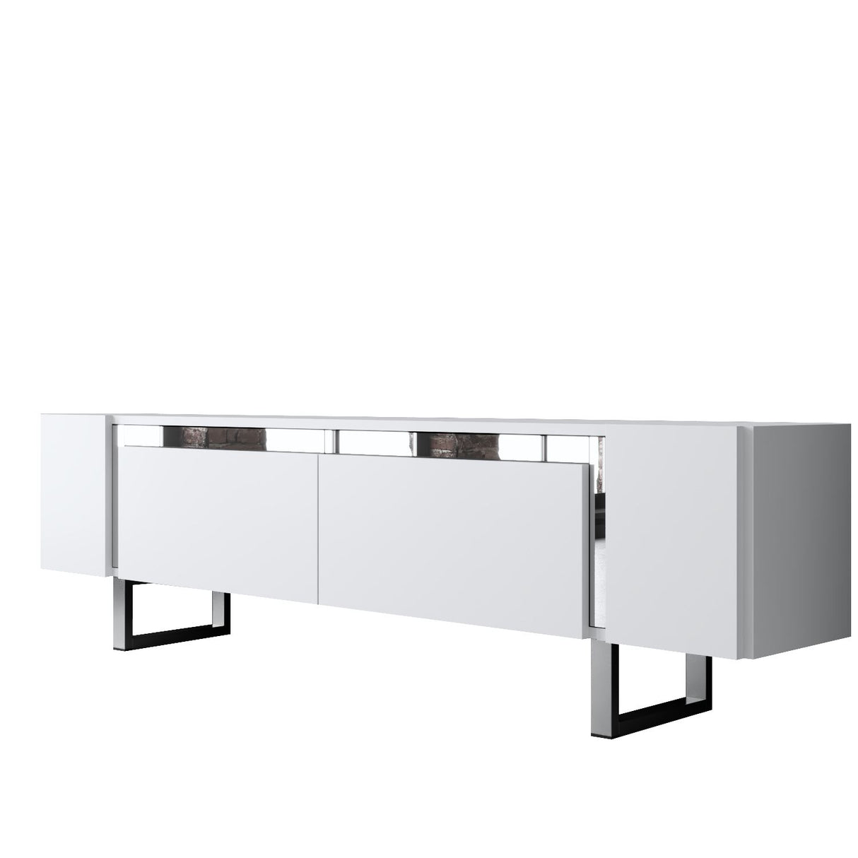 TV Meubels - TV Meubel Wit Yildiz 180x50x30 - Zilver Frame - Dimehouse