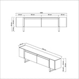 TV Meubels - TV Meubel Wit Yildiz 180x50x30 - Zilver Frame - Dimehouse
