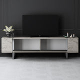 TV Meubels - TV Meubel Travertin Yildiz 180x50x30 - Zilver Frame - Dimehouse