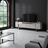 TV Meubels - TV Meubel Travertin Yildiz 180x50x30 - Zilver Frame - Dimehouse