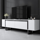 TV Meubels - TV Meubel Wit Yildiz 180x50x30 - Zwart Frame - Dimehouse