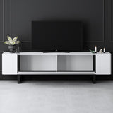 TV Meubels - TV Meubel Wit Yildiz 180x50x30 - Zwart Frame - Dimehouse