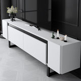 TV Meubels - TV Meubel Wit Yildiz 180x50x30 - Zwart Frame - Dimehouse