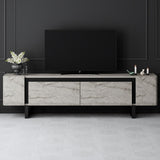 TV Meubels - TV Meubel Travertin Yildiz 180x50x30 - Zwart Frame - Dimehouse