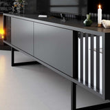 TV Meubels - TV Meubel Antraciet Chrome Line 180x48x30 - Zwart Frame - Dimehouse