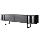 TV Meubels - TV Meubel Antraciet Chrome Line 180x48x30 - Zwart Frame - Dimehouse