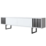 TV Meubels - TV Meubel Wit Chrome Line 180x48x30 - Zwart Frame - Dimehouse