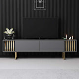 TV Meubels - TV Meubel Antraciet Gold Line 180x48x30 - Gouden Frame - Dimehouse