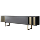 TV Meubels - TV Meubel Antraciet Gold Line 180x48x30 - Gouden Frame - Dimehouse