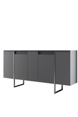 Dressoirs - Modern Dressoir Antraciet Luxe 160x80x35 - Zilver Frame - Dimehouse