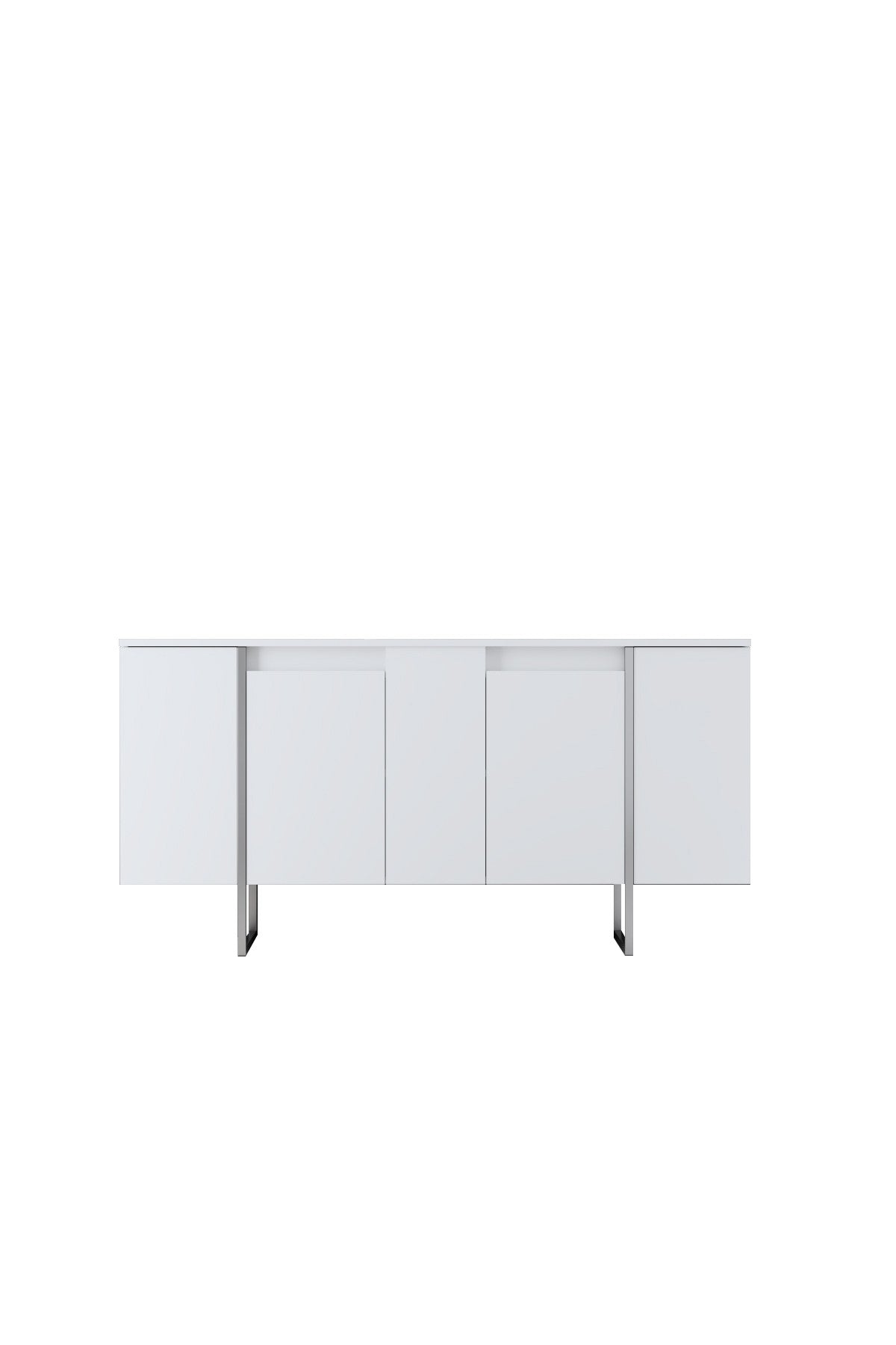Modern Dresser White Luxury 160x80x35 - Silver Frame