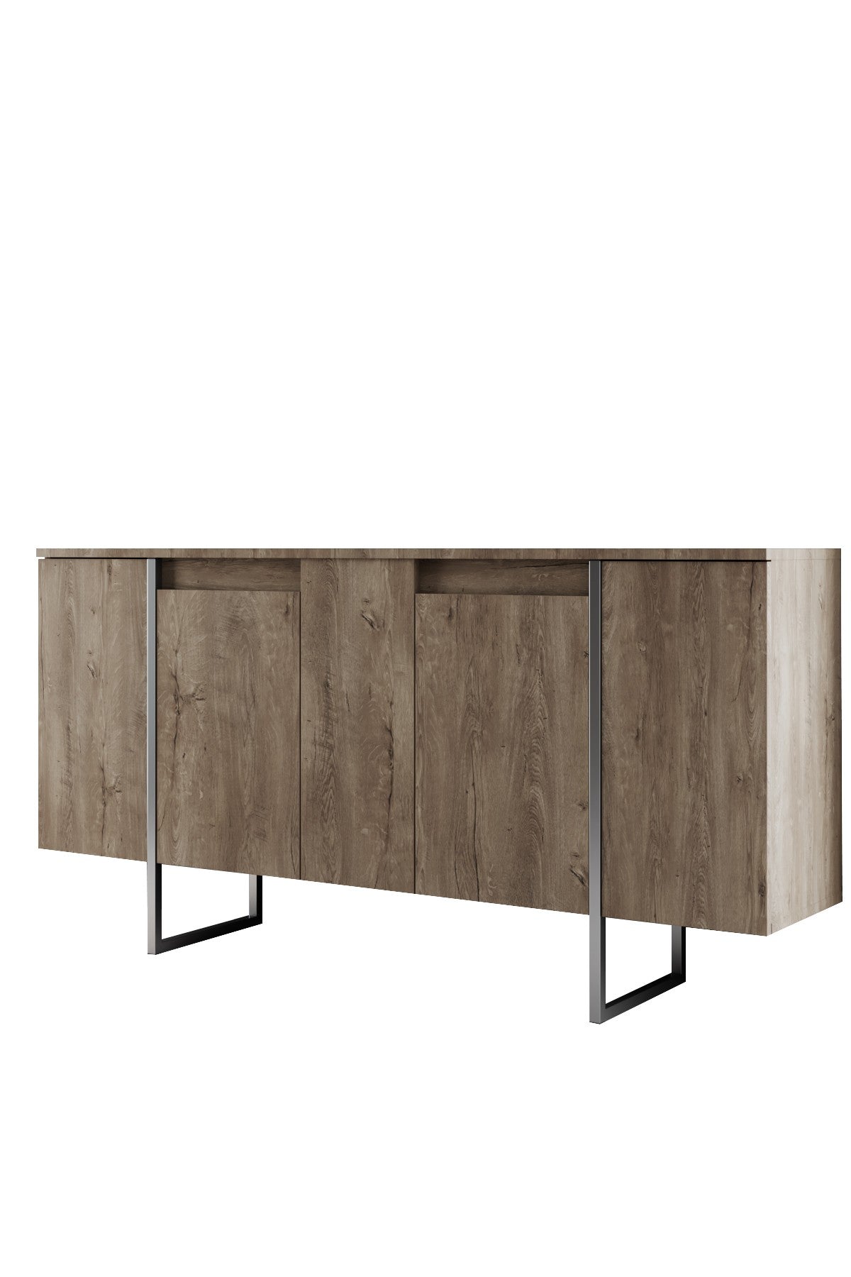 Modern Dresser Walnut Luxury 160x80x35 - Silver Frame