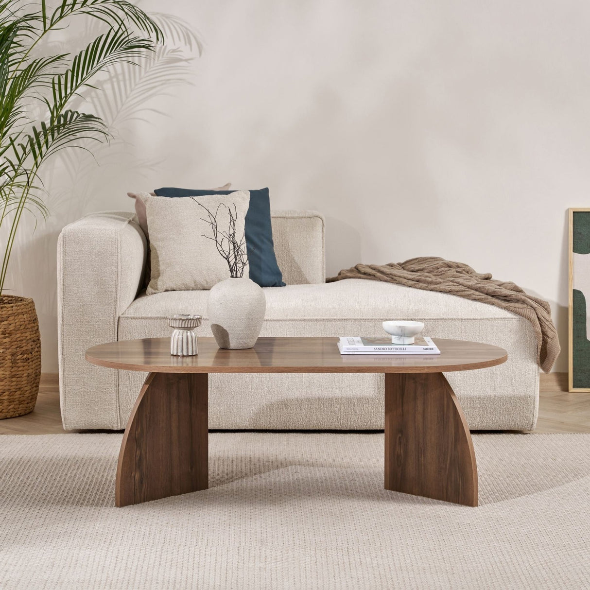 Melina coffee table oval walnut 120 cm Melamine-coated wood composite