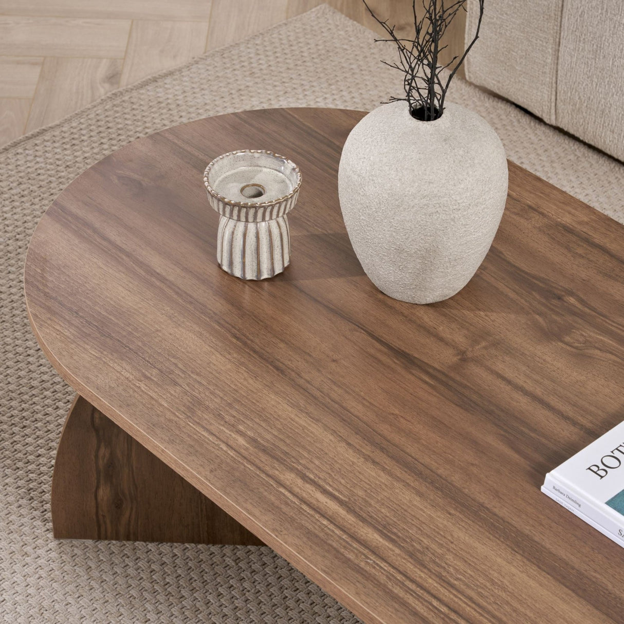 Melina coffee table oval walnut 120 cm Melamine-coated wood composite