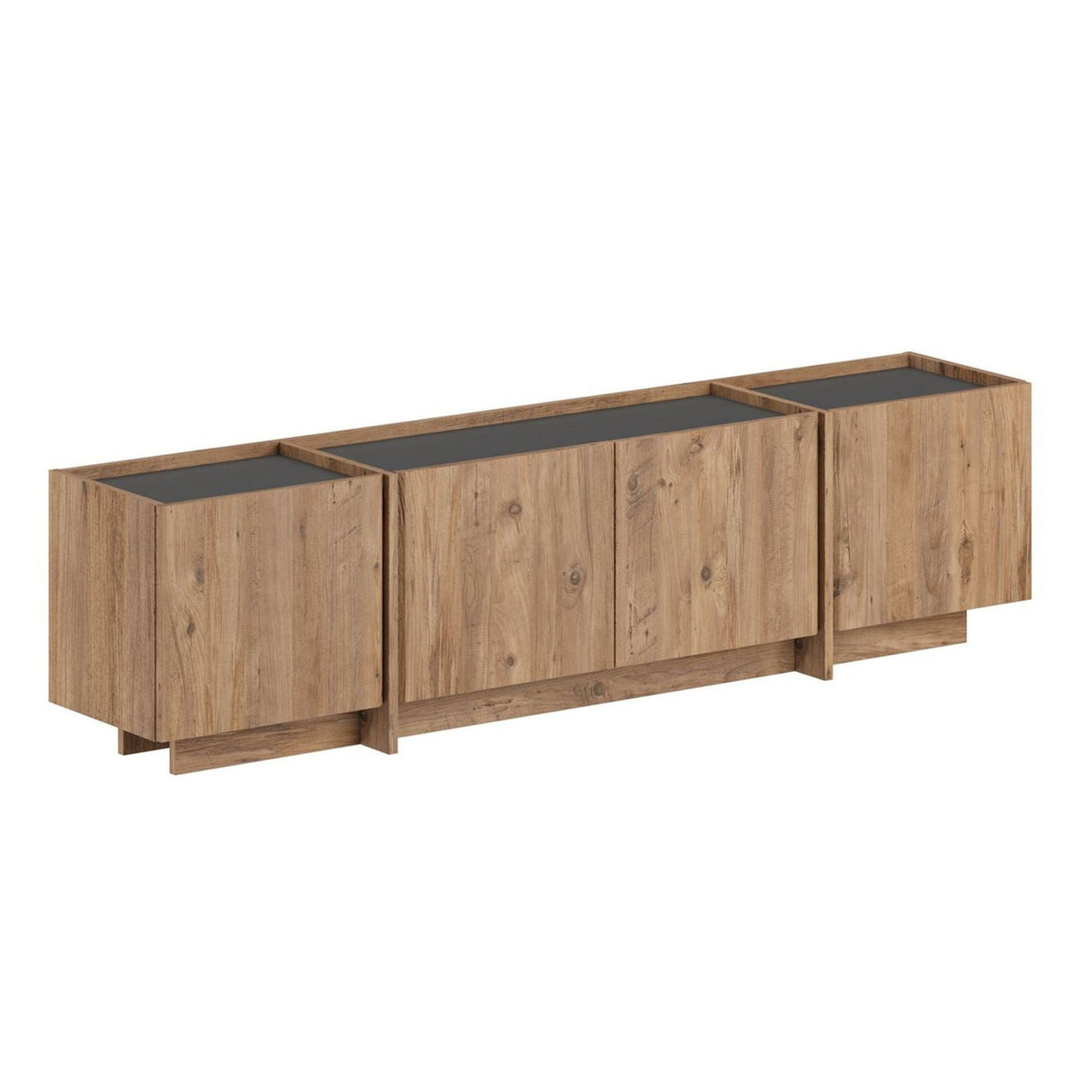 Lowen TV cabinet in oak look 180 cm Atlantic Pine and anthracite melamine wood