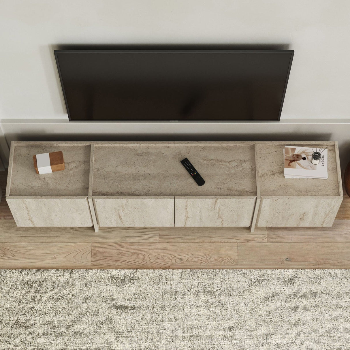 Lowen TV cabinet travertine 180 cm Melamine-coated wood