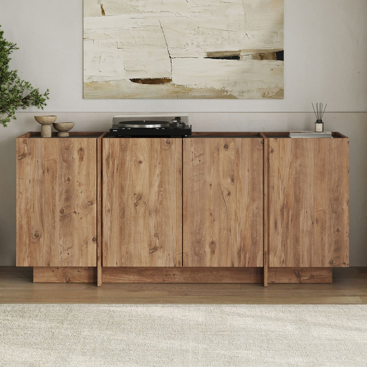 Dorma side table in oak look 180 cm Atlantic Pine and anthracite Melamine coated wood