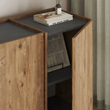 Dorma side table in oak look 180 cm Atlantic Pine and anthracite Melamine coated wood