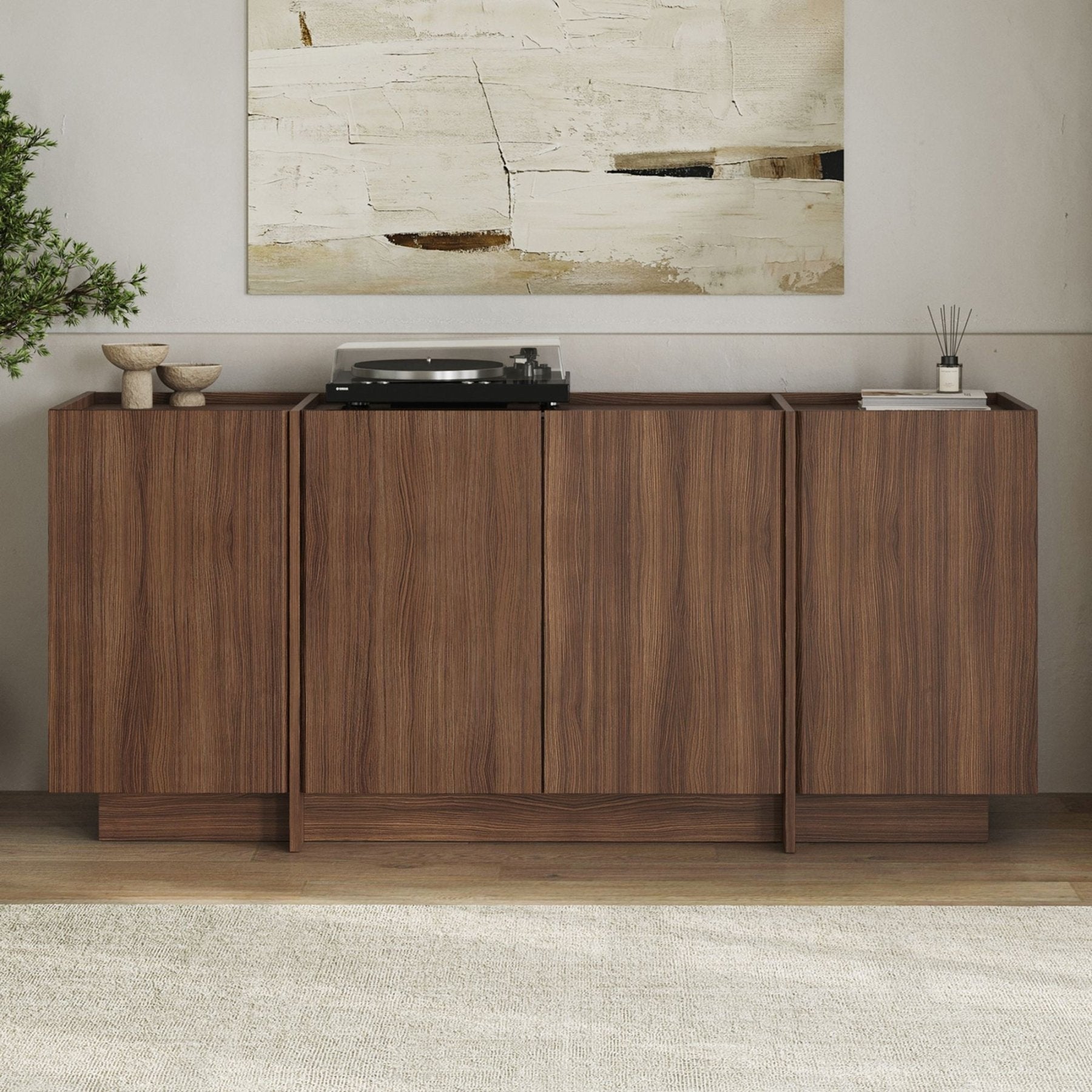 Sideboard Japandi walnut melamine Lowen 180x45x80 cm – Dimehouse