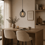 Hanglamp zwart Metaal – Gaas structuur - 19 cm - 1-lichts – Hudson