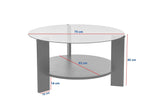 Cairo Coffee Table Round Ø75 cm Sapphire Oak - Glass 75x75x40 cm 