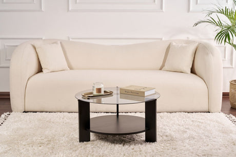 Cairo Coffee Table Round Ø75 cm Black - Smoke Glass 75x75 cm 