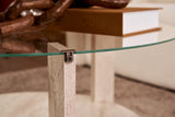 Cairo Coffee Table Round Ø75 cm Travertine - Glass 75x75x40 cm 