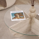 Liya salontafel travertin look ovaal 90 cm Gehard glas