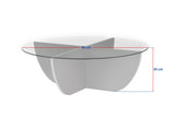 Liya coffee table walnut oval 90 cm Tempered glass