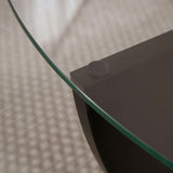 Liya coffee table oval black wood look 90 cm Tempered glass