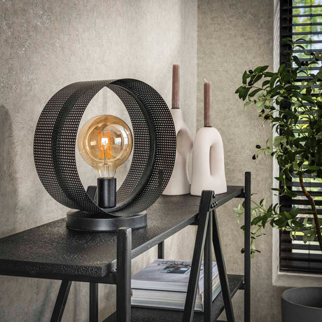Table lamp Fons 1-light round metal black 