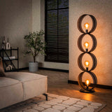 Floor lamp Fons 4-light rings metal black 