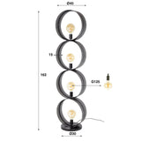 Floor lamp Fons 4-light rings metal black 