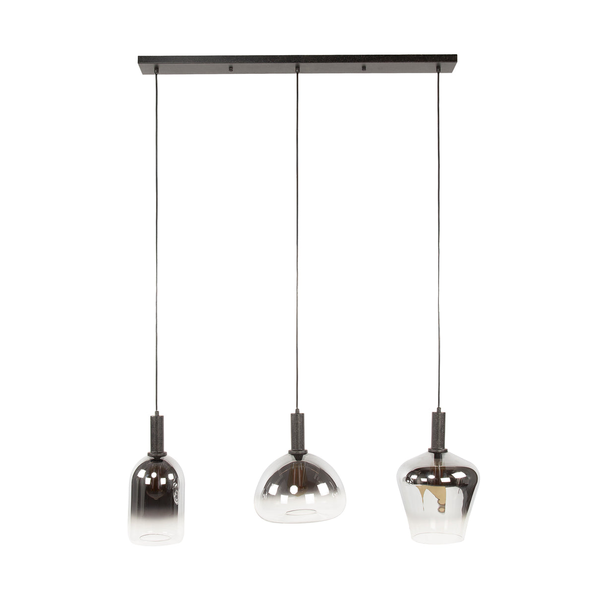 Pendant lamp Nexus 3-lights Black Metal 105 cm 