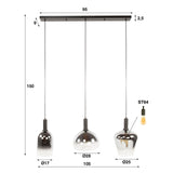 Pendant lamp Nexus 3-lights Black Metal 105 cm 