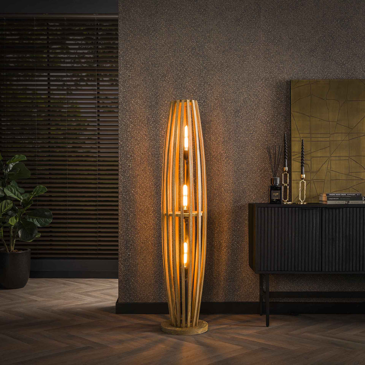 Floor lamp Jalou Mango wood 3 light sources