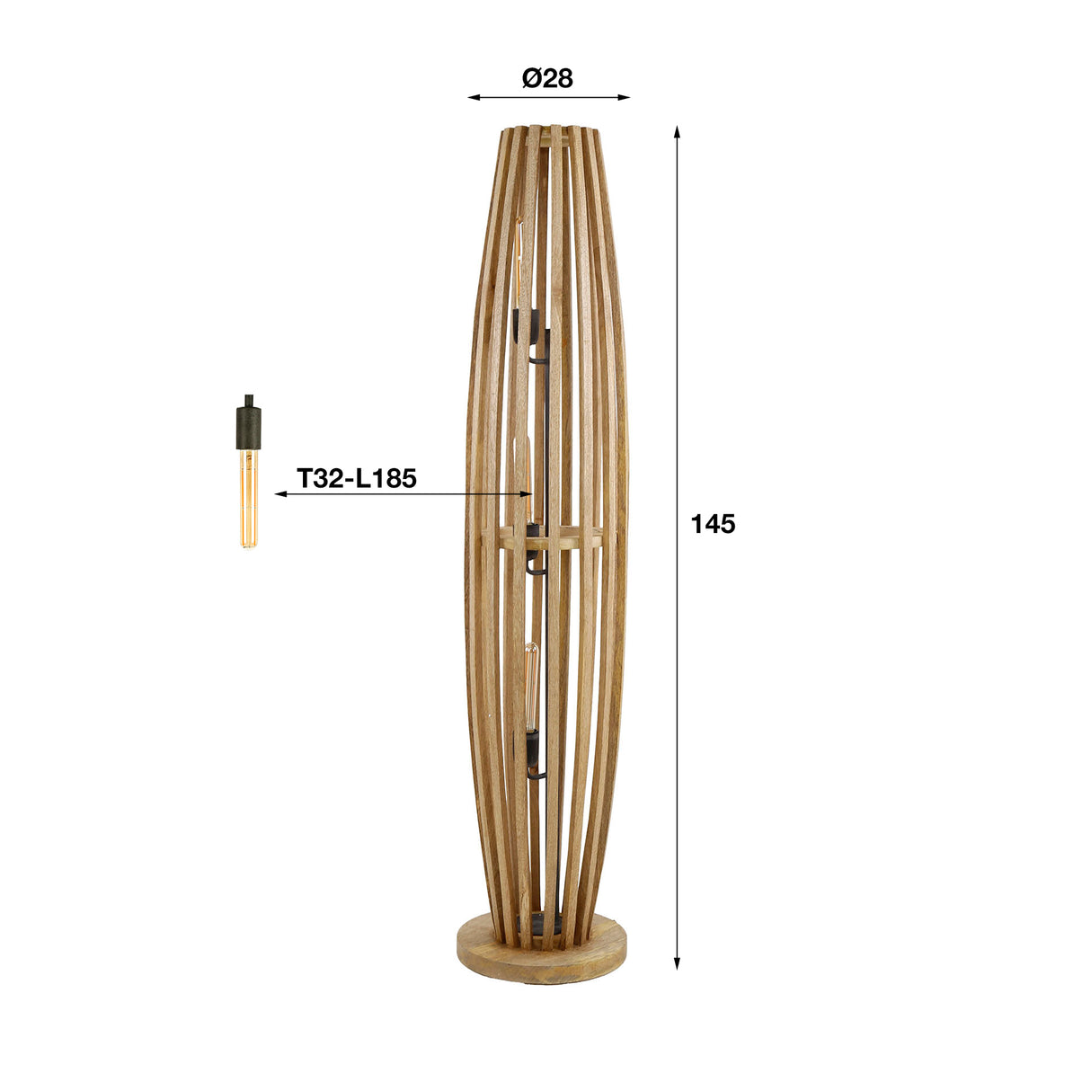 Floor lamp Jalou Mango wood 3 light sources