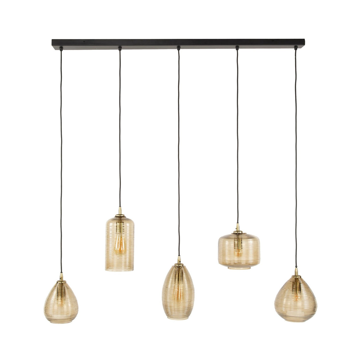 Pendant lamp Axis 5-lights smoke glass brown horizontal 