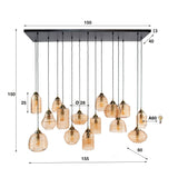 Mali pendant lamp 15-light ribbed glass amber color 