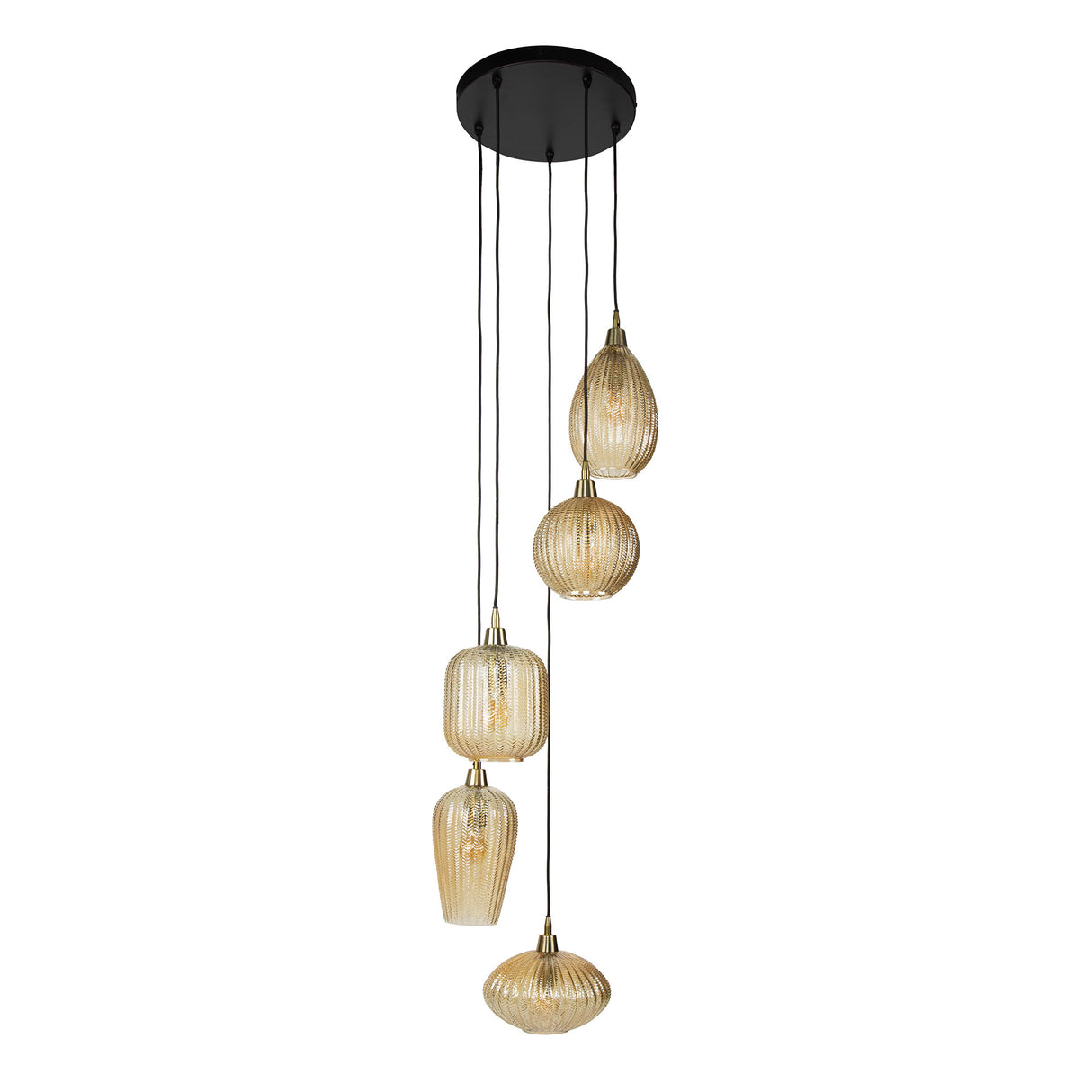 Glass Pendant Lamp Olaf 5-light Amber Gold