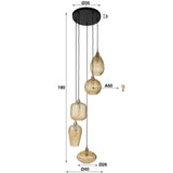 Glass Pendant Lamp Olaf 5-light Amber Gold